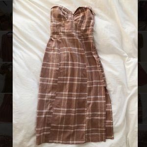 Strapless Plaid Free People Midi Dress